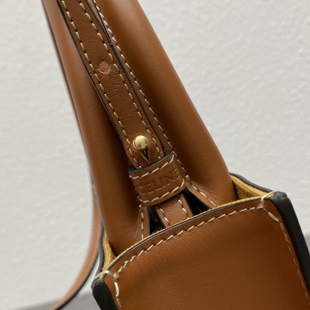 Celine Mini Vertical Cabas In Triomphe Canvas And Calfskin With Celine Print Brown 193302